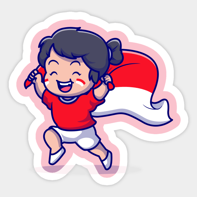 Cute Girl Holding Indonesian Flag Cartoon Sticker by Catalyst Labs